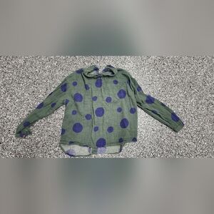 Green Blouse with Blue Polka Dots